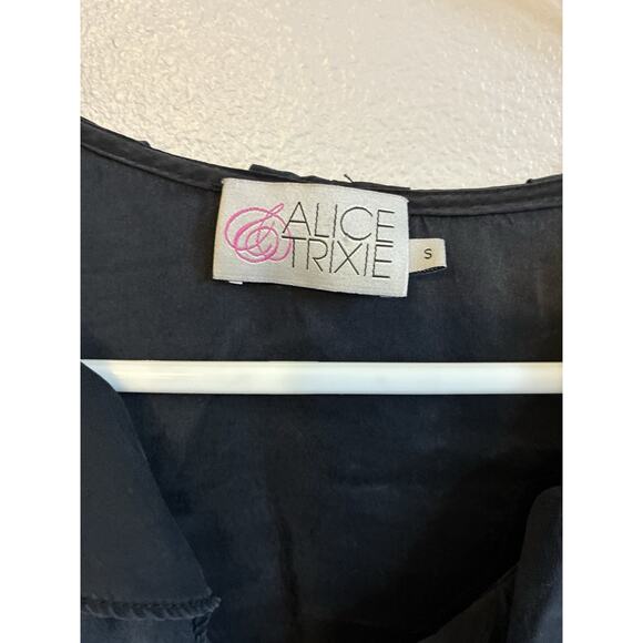 VTG 90s Black Silk Dress Ruffle Collar Whimsygoth Steampunk Vamp Dark Fairy S - Picture 5 of 16